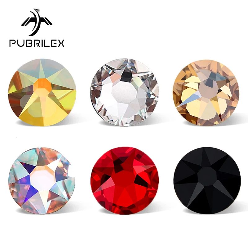 PUBRILEX 2088 diamantes de imitación de cristal Xirius redondos sin fijación por calor AB sol Strass DIY accesorios piedras para decoraciones de bolsos