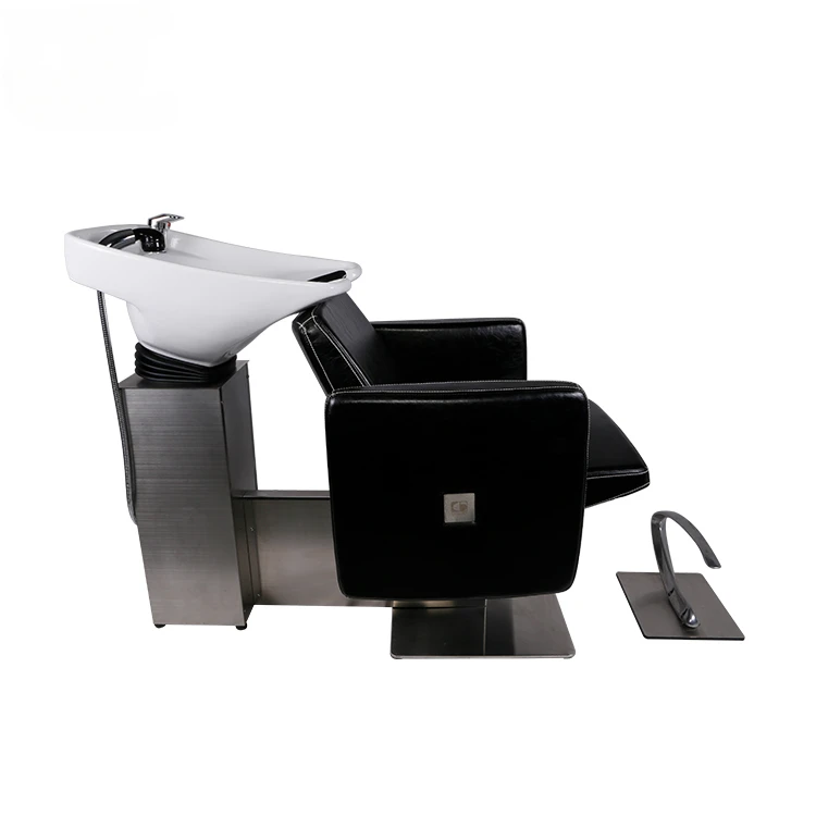 Stable Quality Leather Hair Washing Chair Unit Salon Hair Shampoo Chair With Ceramic Basin