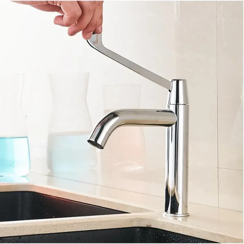 

Больничный смеситель, хромированная латунь, однорычажный, сверхдлинный смеситель для раковины, кран для использования в больнице, смеситель для школьного использования, палубный смеситель