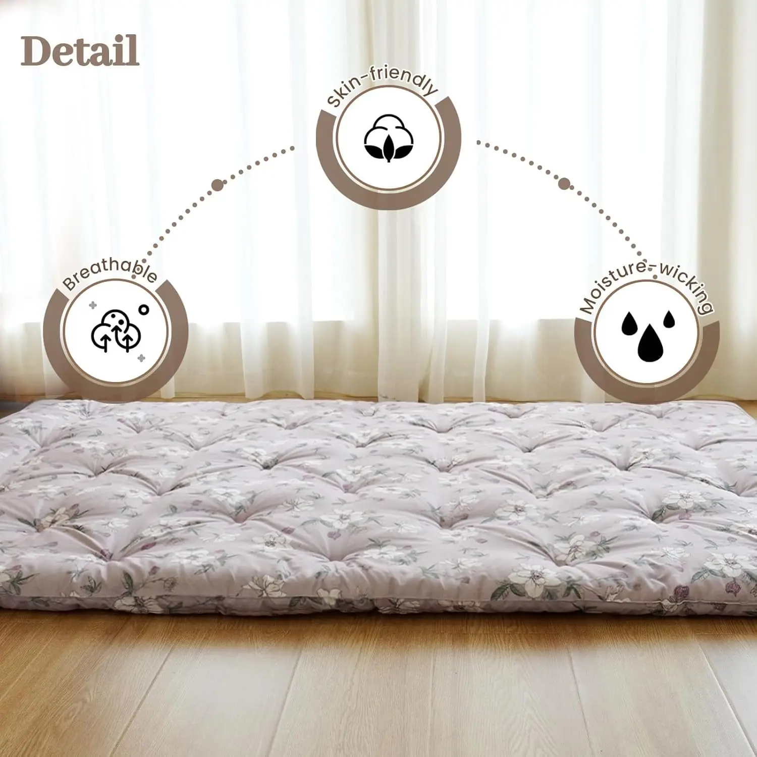 Japanese Floor Futon Mattress Queen Size, Foldable Tatami Mat Portable Camping Sleeping Pad, Boys Girls Dormitory Thicken Mattre