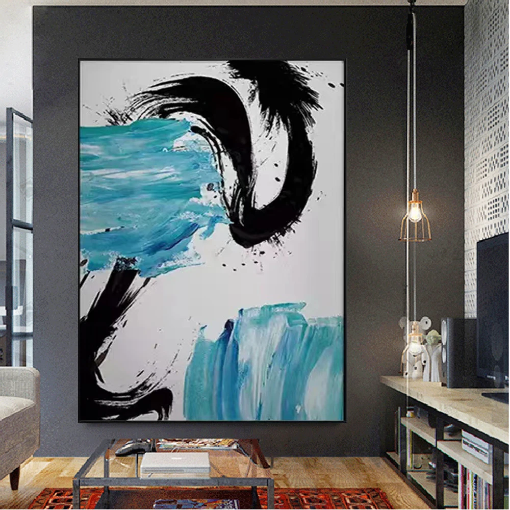 

Hand-Painted Simple Abstract Oil Painting On Canvas Picture Light Color Wall Art Colorful Lines Mural For Home Living Room Decor