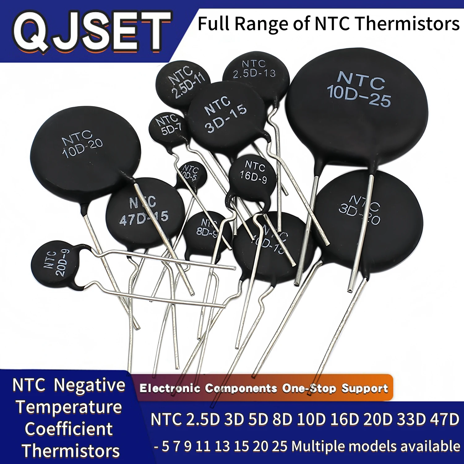 10pcs NTC Negative Temperature Coefficient Charger Thermistors NTC 2.5D 3D 5D 8D 10D 16D 20D 33D 47D - 5 7 9 11 13 15 20 25 MF72