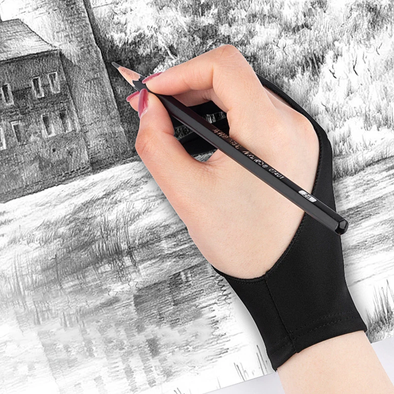 【K】1PC Anti-fouling Anti-Mistouch Anti Abrasion Anti Perspiration Two-Fingers Anti-touch Painting Glove For Drawing Tablet Glove