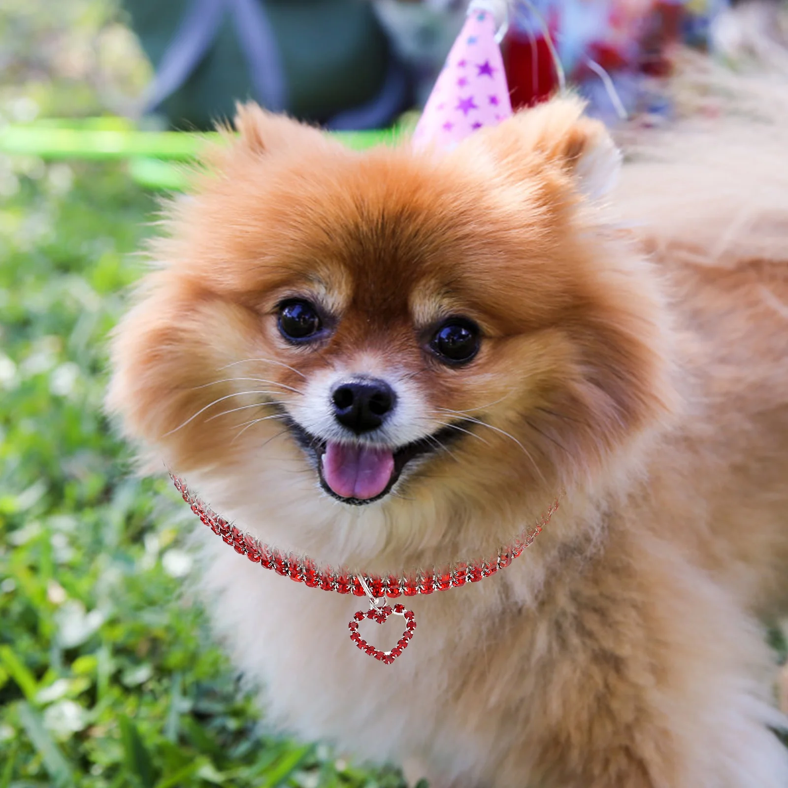 

Pet Collar Dog Necklace with Heart Pendant Sparkly Rhinestone Design for Puppy Dogs Adjustable Comfortable Pet Rhinestone