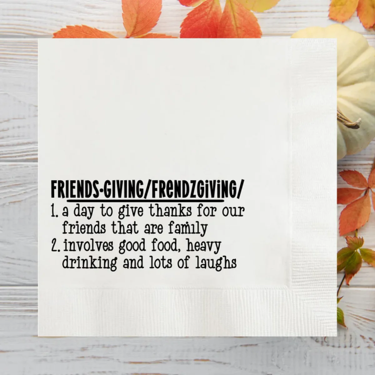 

Friendsgiving Definition Personalized Napkins, Custom Funny Friendsgiving Fall Napkin, Modern Thanksgiving Decors, Party Dinner