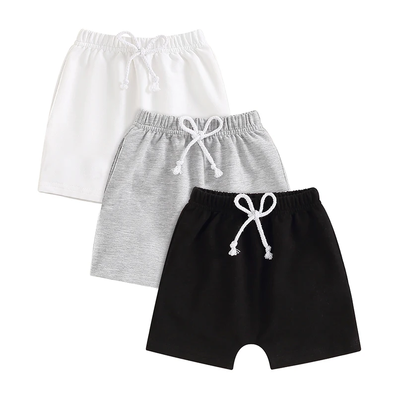 

3Pack Toddler Baby Boys Summer Shorts with Drawstring Elastic Waist Casual Pull-on Jogger Shorts Active Sports Shorts