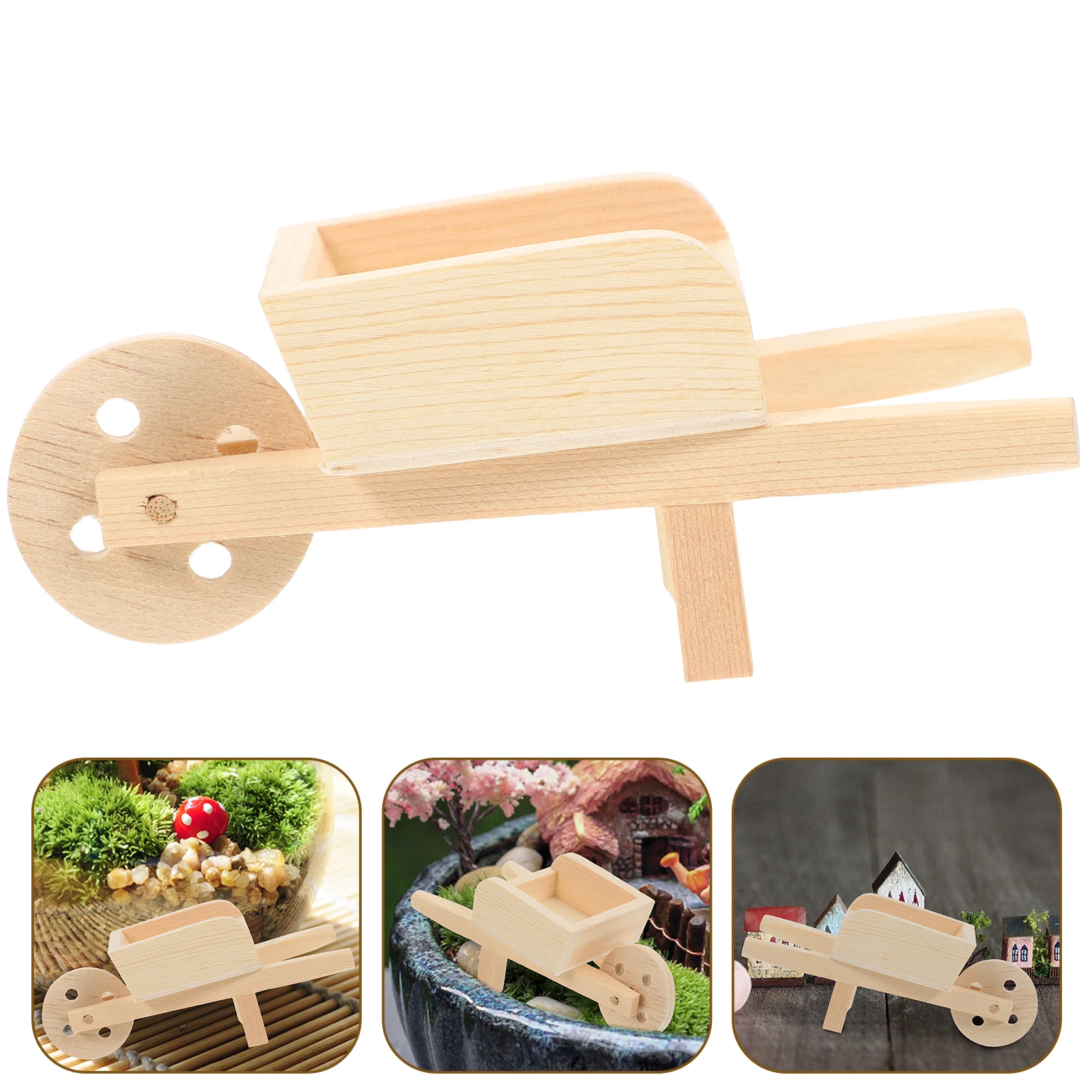 Mini Cart Outdoor Playsets Farm Wheelbarrow Models Garden Wood Kids Toy Miniature Landscape Carts Decor Child Furniture Decors