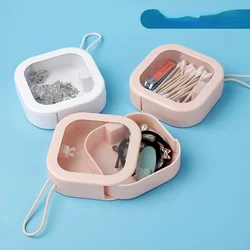 Portable Clear Storage Box Hair Ties Bands Cotton Swab Floss Pill Travel Outdoor Case Pin Clip Accessories Office Organizer Bins