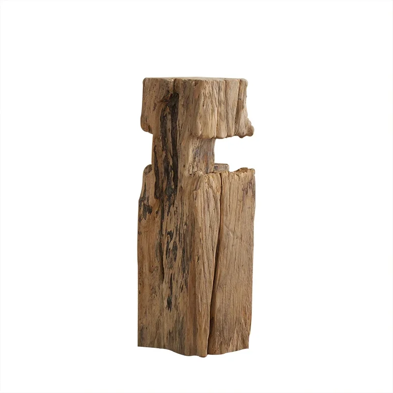 Wabi-sabi wind, retro old wooden pillars, piers weathered solid wood, head wooden piles old-fashioned floor, ornaments Zen