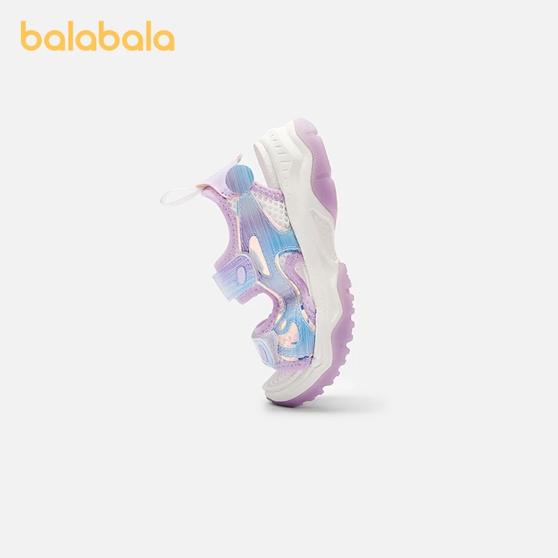 Balabala Kids Shoes Girls Sports Sandals Soft Sole Breathable 2024 Summer New Shoes Trendy Casual Shoes Medium Large Children