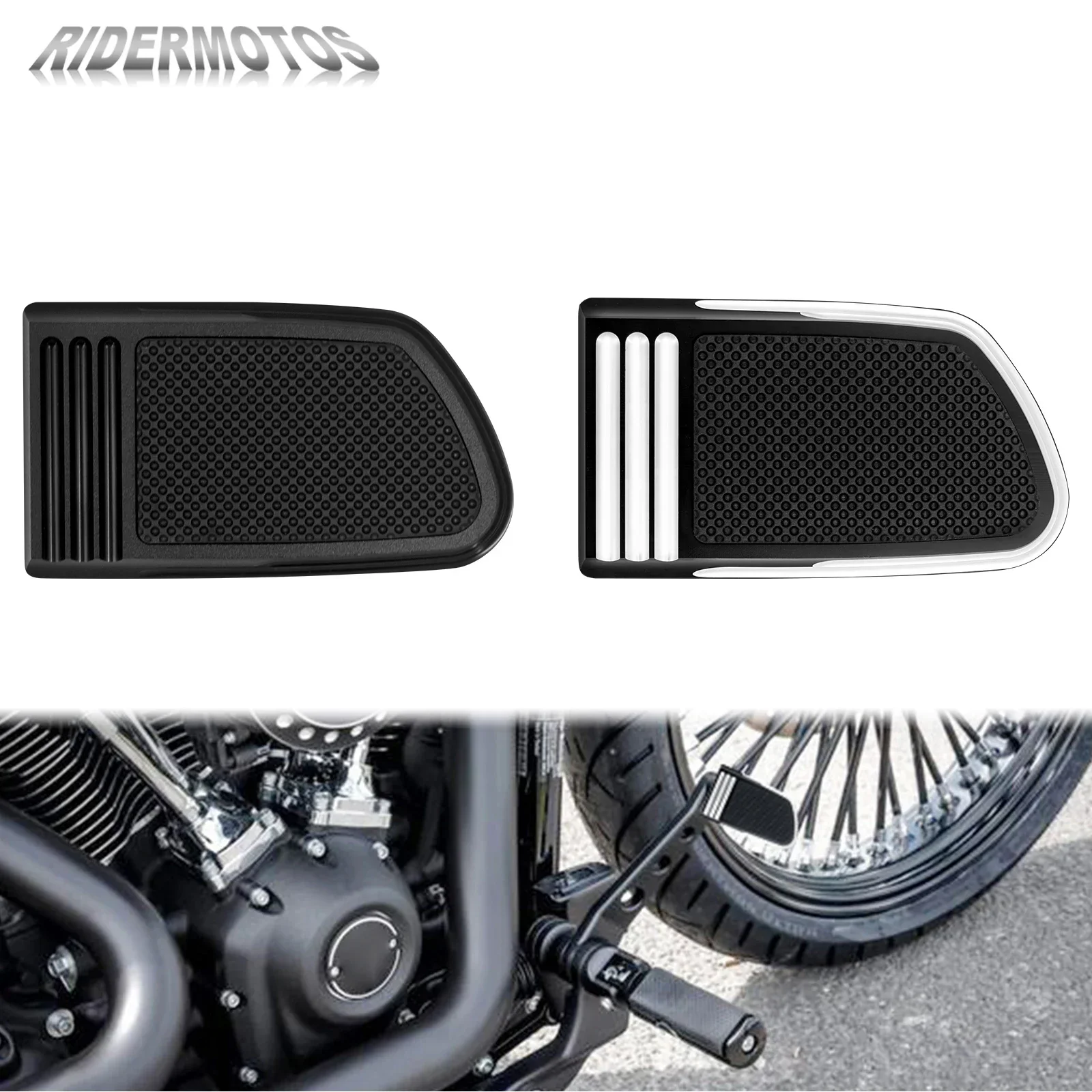 

Brake Pedal Foot Pegs Pad Motorcycle Footrest Cover Black For Harley Softail Fat Bob FXFBS FXDF Street Bob FXDB FXDBP 2018-2023