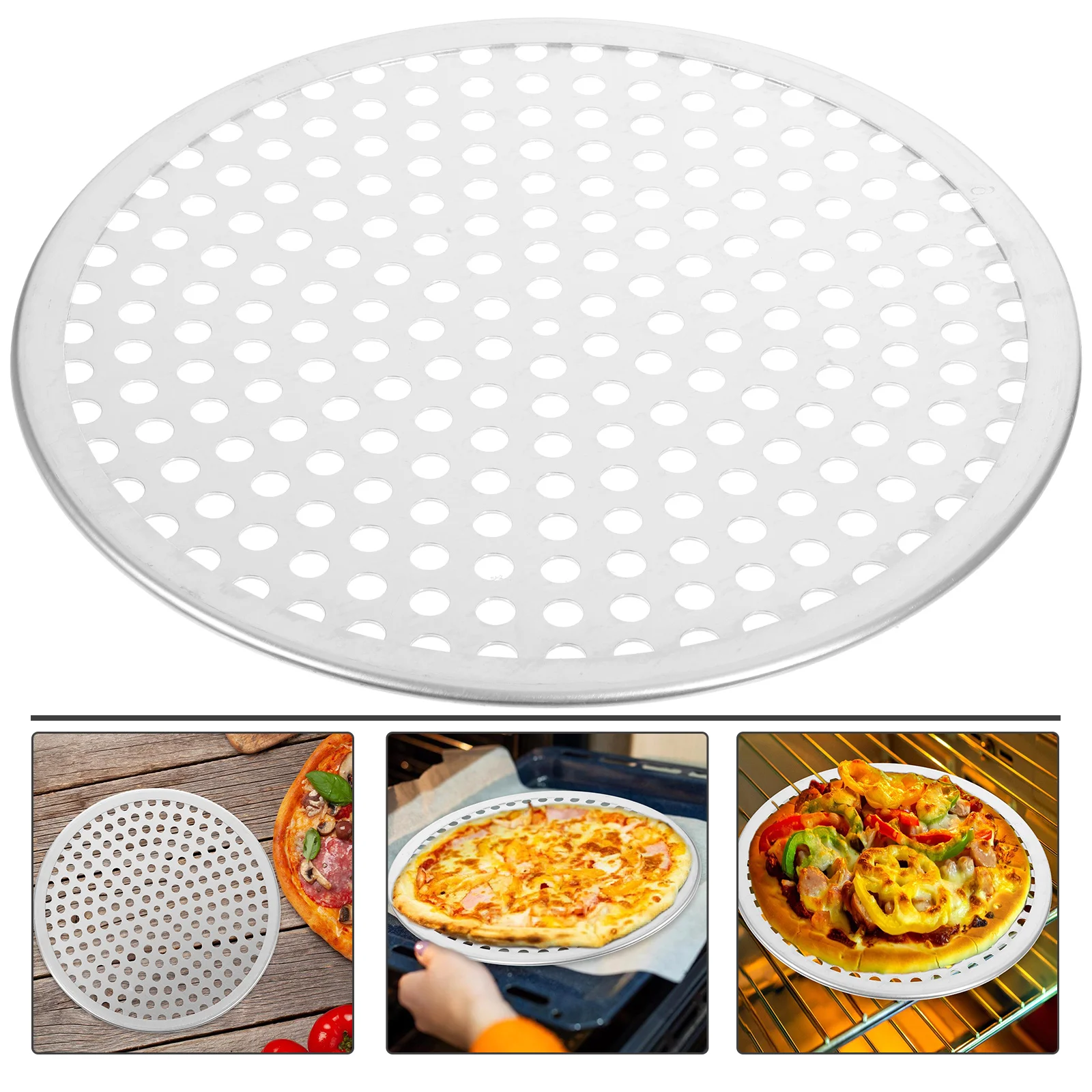 Bakeware กระทะอลูมิเนียมอัลลอยด์ถาดอบพิซซ่าจานกลม Non-Stick Punching Roller มีรู