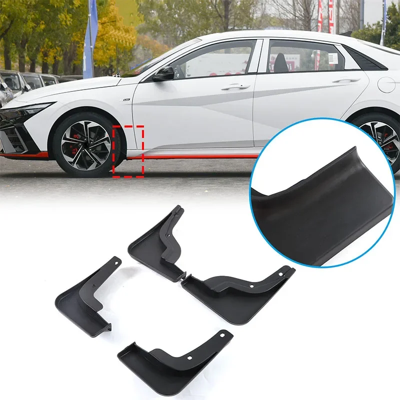 

For Hyundai Elantra 2023 PP Material Black Mudflap Fender Mudguards Mud Flaps Guard Splash Flap 4Pcs Car Front Rear Mudflaps