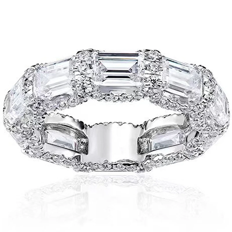 Huitan великолепное блестящее кольцо со льдом, женское роскошное обручальное кольцо, свадебные украшения, яркие аксессуары для пальцев с цирконием