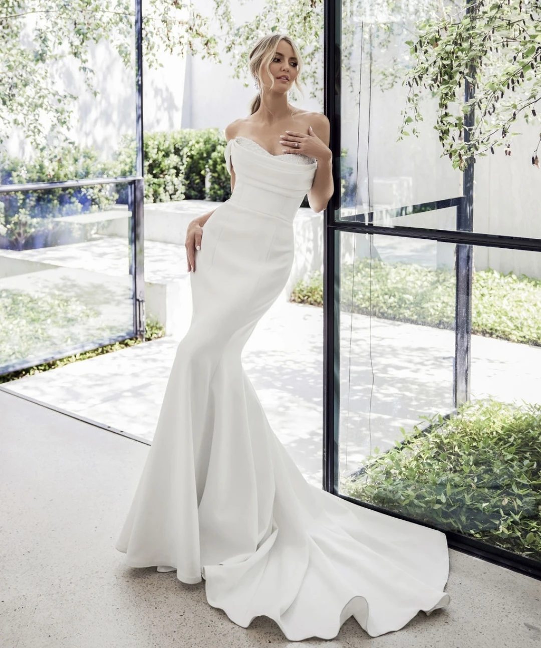 Vestido De novia sencillo con cuentas De sirena, elegante vestido De novia con hombros descubiertos, encantador, personalizado a las medidas, 2024