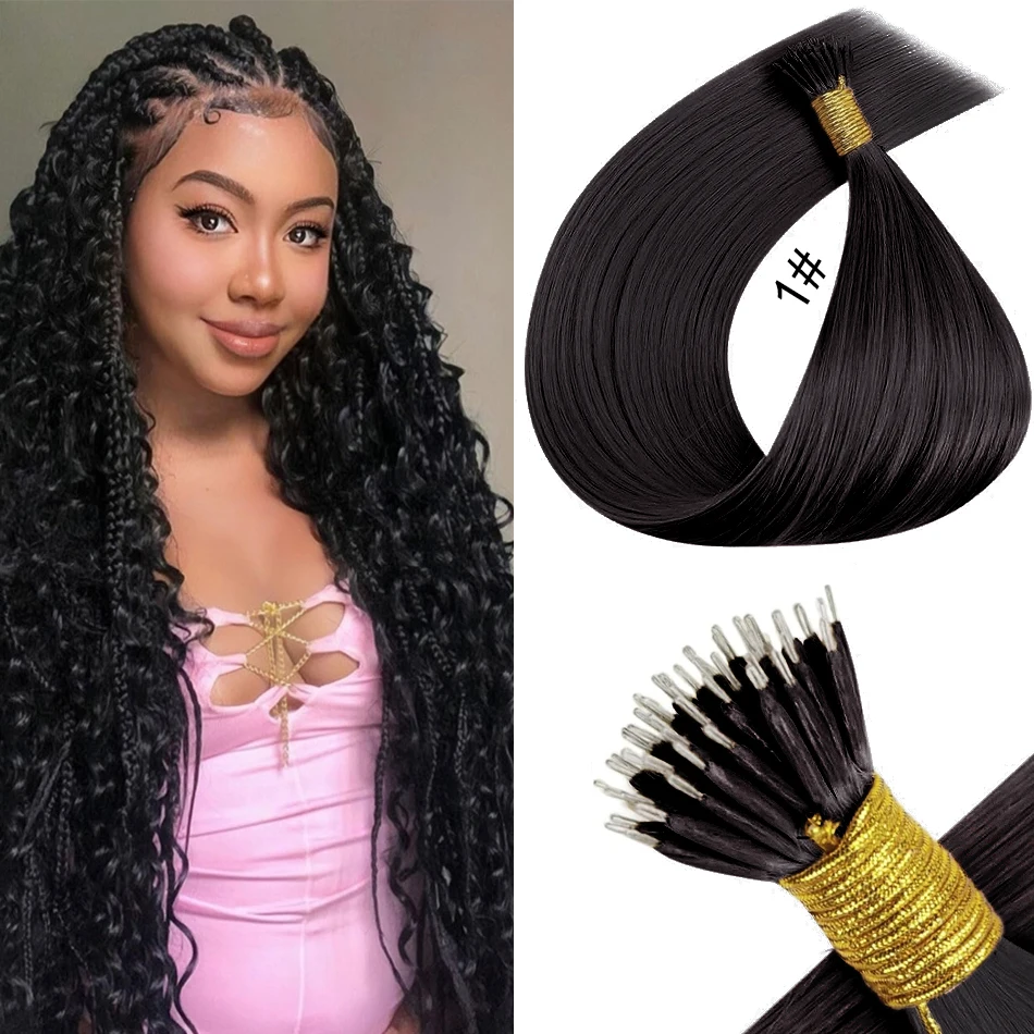 Shinehair Nano Tip Hair Extensions 18-30 Inch Straight 100% Real Human Hair for Brazilian Natural Virgin Hair 613 Blonde Color