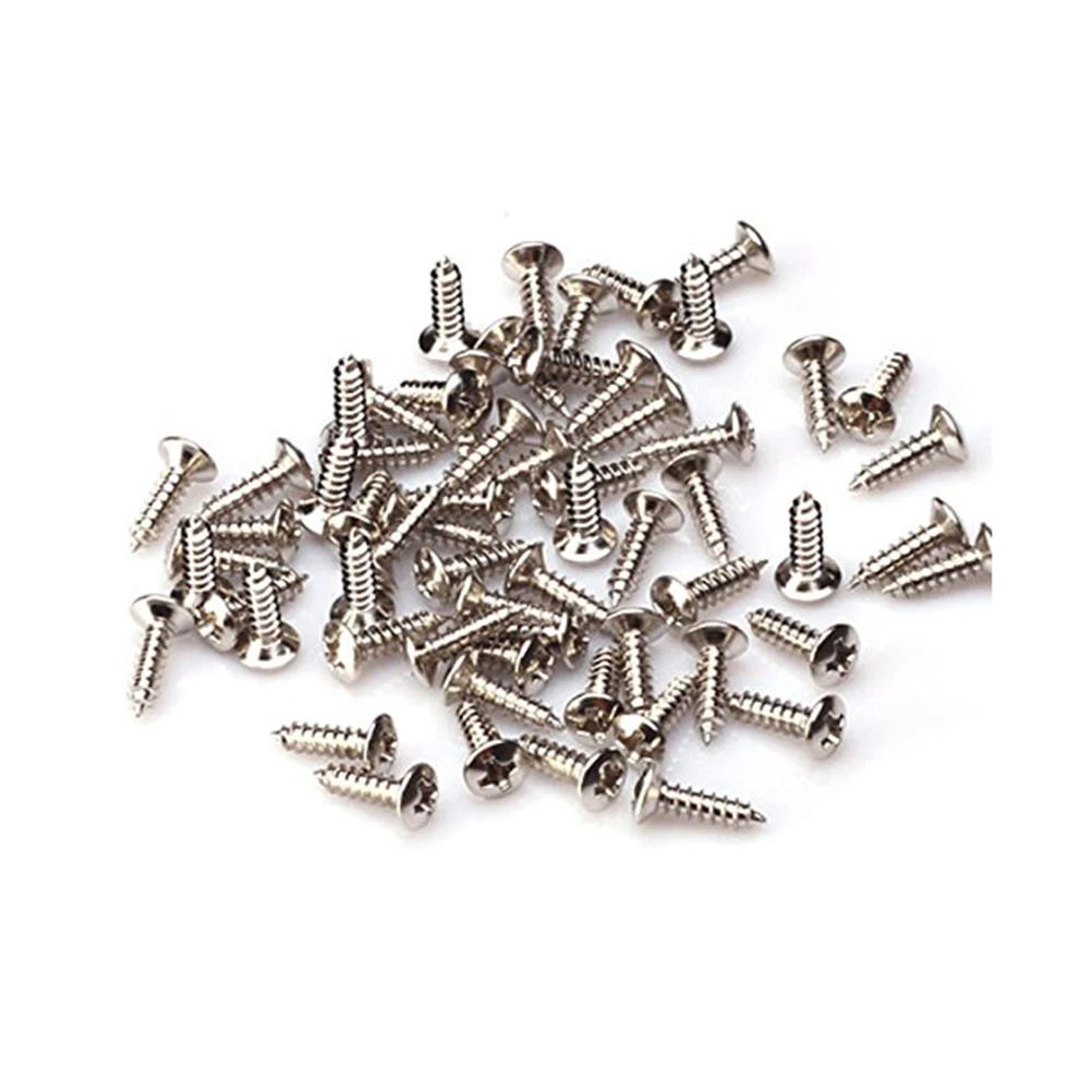 

50Pcs Silver Guitar Pickguard Screws Durable Metal Size 119x296mm for St Tl Cover Plate Jack Guitar Pickguard Screw