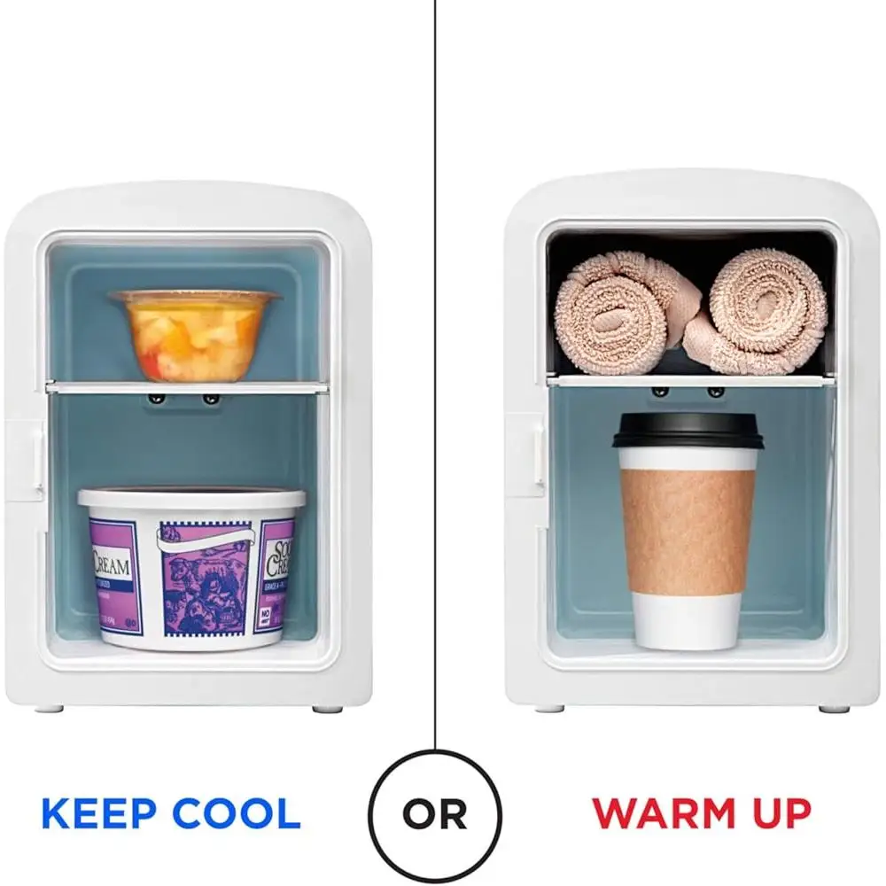 Портативный зеркальный косметический холодильник со светодиодной подсветкой, 4 л, органайзер для макияжа и ухода за кожей, теплый холодильник для дома, офиса, путешествий