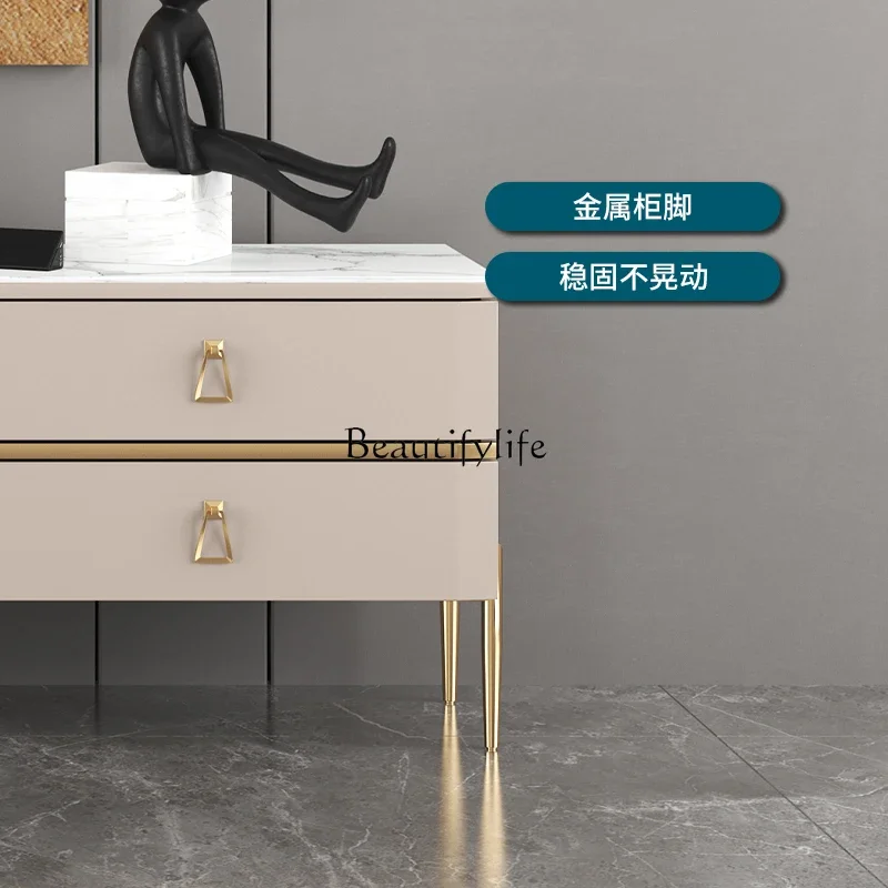 

yj19 Modern light luxury high TV background wall side cabinet living room floor drawer locker