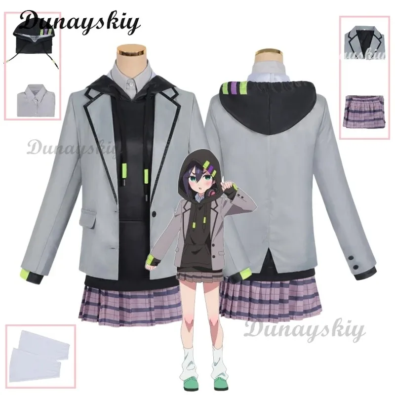 

DY2025Anime 100 Kanojo Haraga Kurumi Cosplay Costume School Uniform Hoodie Jacket Skirt Socks Halloween Party Women Girls Props