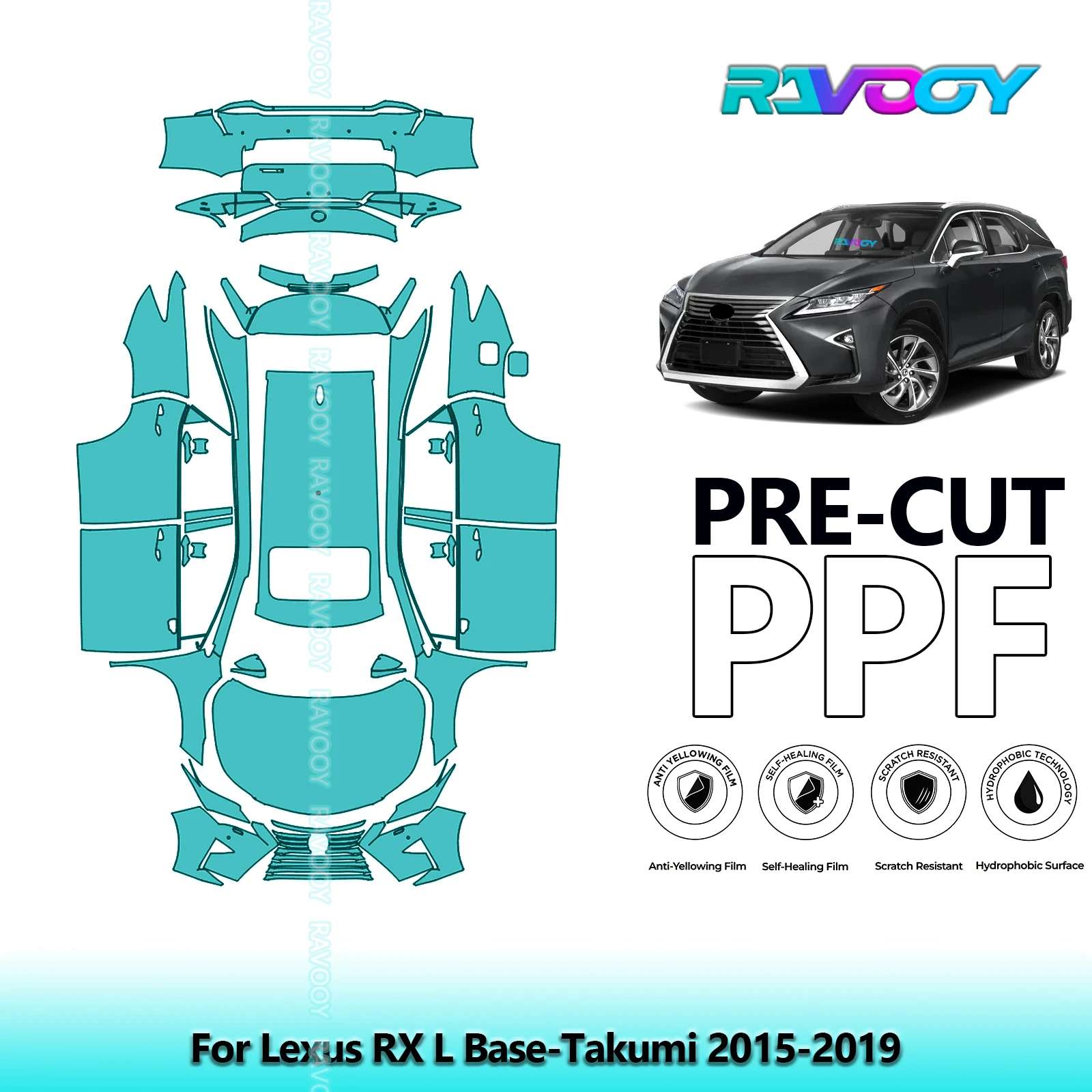 

8.5Mil Full Vehicle Precut PPF Paint Protection Film For Lexus RX L Base-Takumi 2015-2019