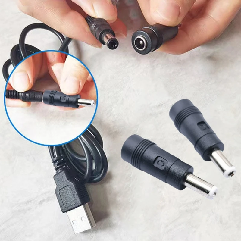 Portable DC5521 Female to DC5.5x2.5mm Male Converter Adapter Power Conversion Head for Various Laptops Brands