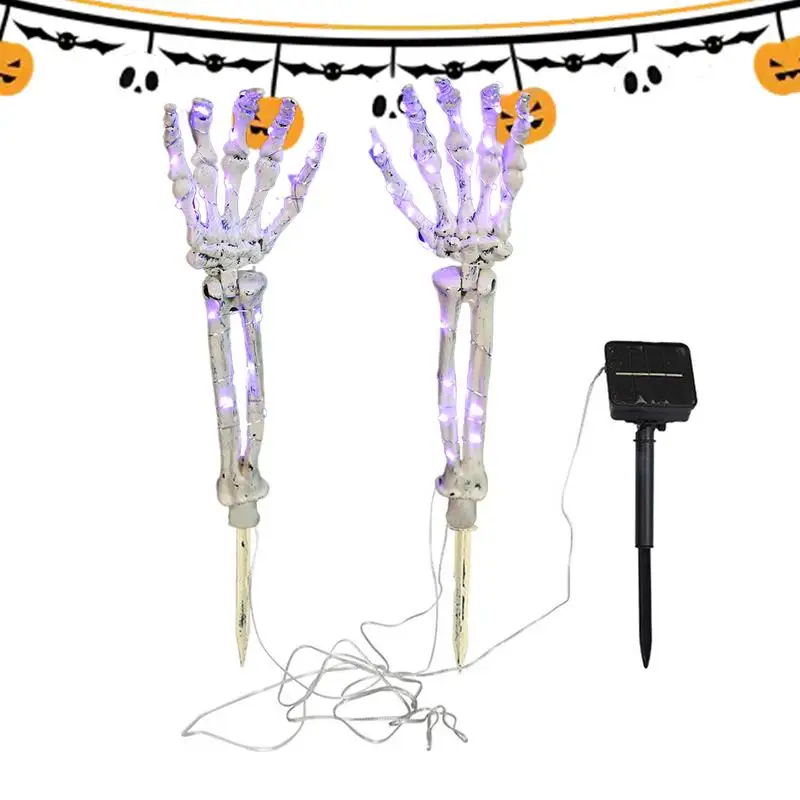 

Solar Halloween Decoration Skeleton Hands Skeleton Arms Stakes Halloween Decor Pathway Lights Sound Effect Garden Stake Lights