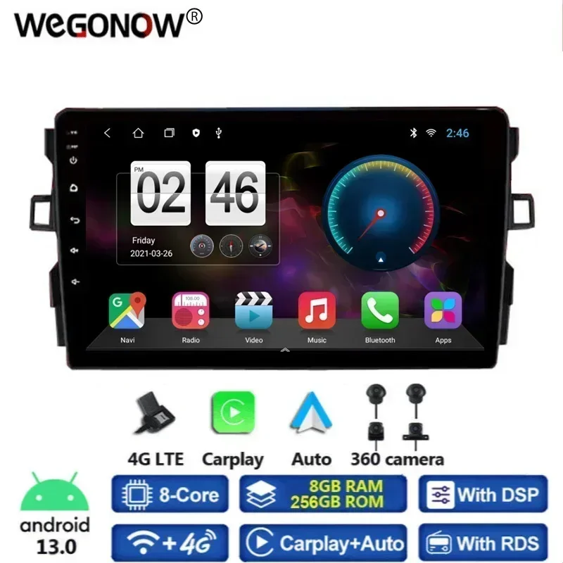 Voor Toyota Auris E150 2006-2012 Android 13.0 1280*720 360 Camera Carplay 8G + 256G Auto Dvd-speler GPS WIFI Bluetooth 5.0 RDS Radio