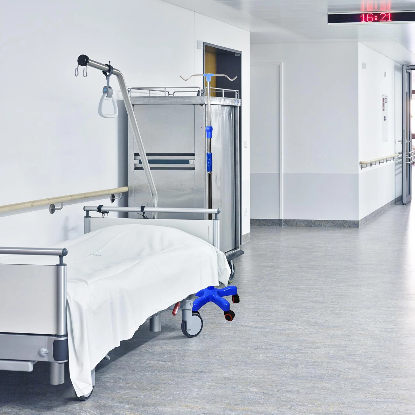 

2 Hooks Infusion Stand Accessories Chrome Floor standing IV Rack Parts Hospital Clinic Steel Metal Durable Hook