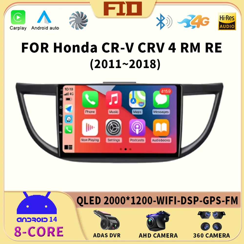 

10.1" Android 14 Auto For Honda CR-V CRV 4 RM RE 2011 - 2018 Car Radio Multimedia Video Player Navigation Stereo GPS Carplay DSP