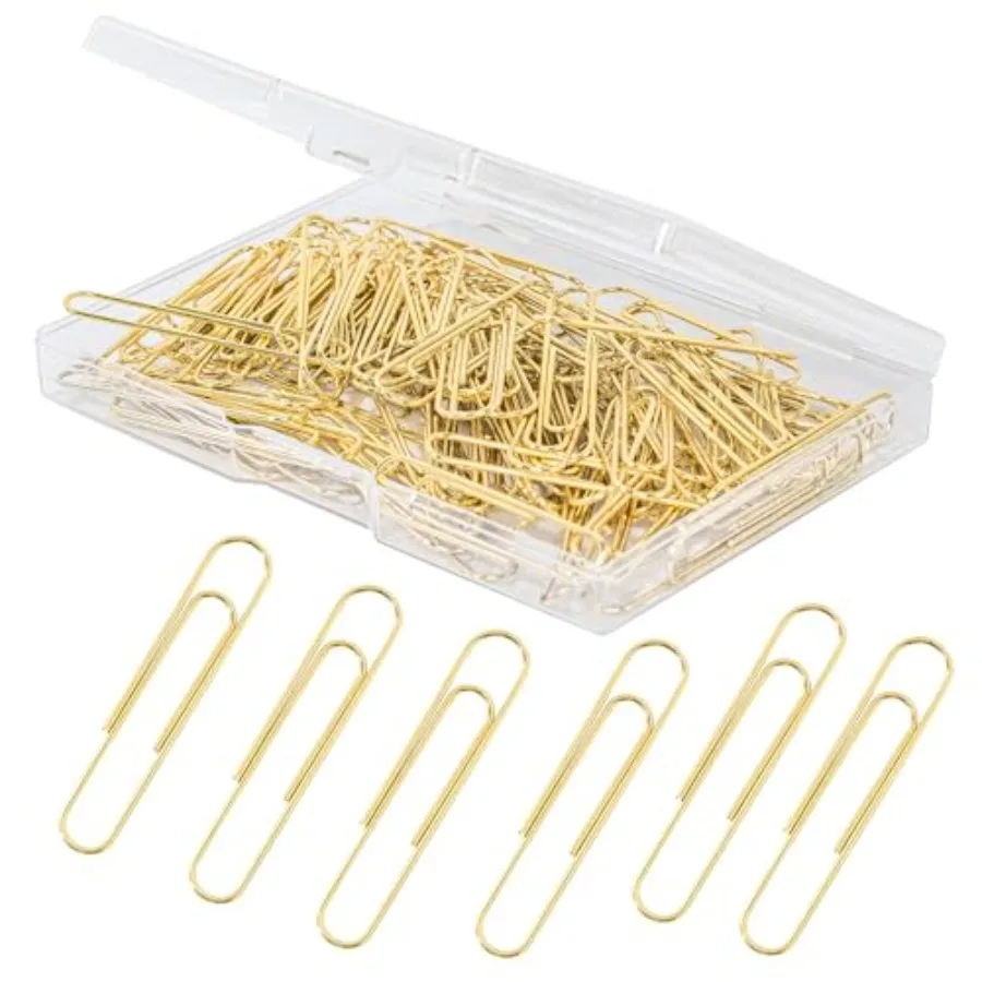 

100pcs Gold Paper Clips Large 2 Inch Jumbo Smooth Heavy Duty Office Supplies Ideal for Bookmark