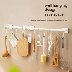 Multifunctional Stainless Steel Wall Shelves, Hole-free Hook, White Hook, Storage Utensils Holder, Kitchen Accessories