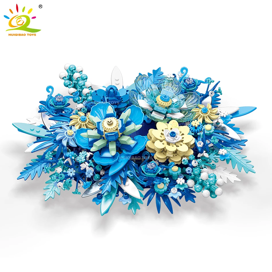 

HUIQIBAO 917PCS Butterfly Flower Wreath Model Building Blocks Bouquet Collection Bricks Toy for Children Adults Gifts Decoration