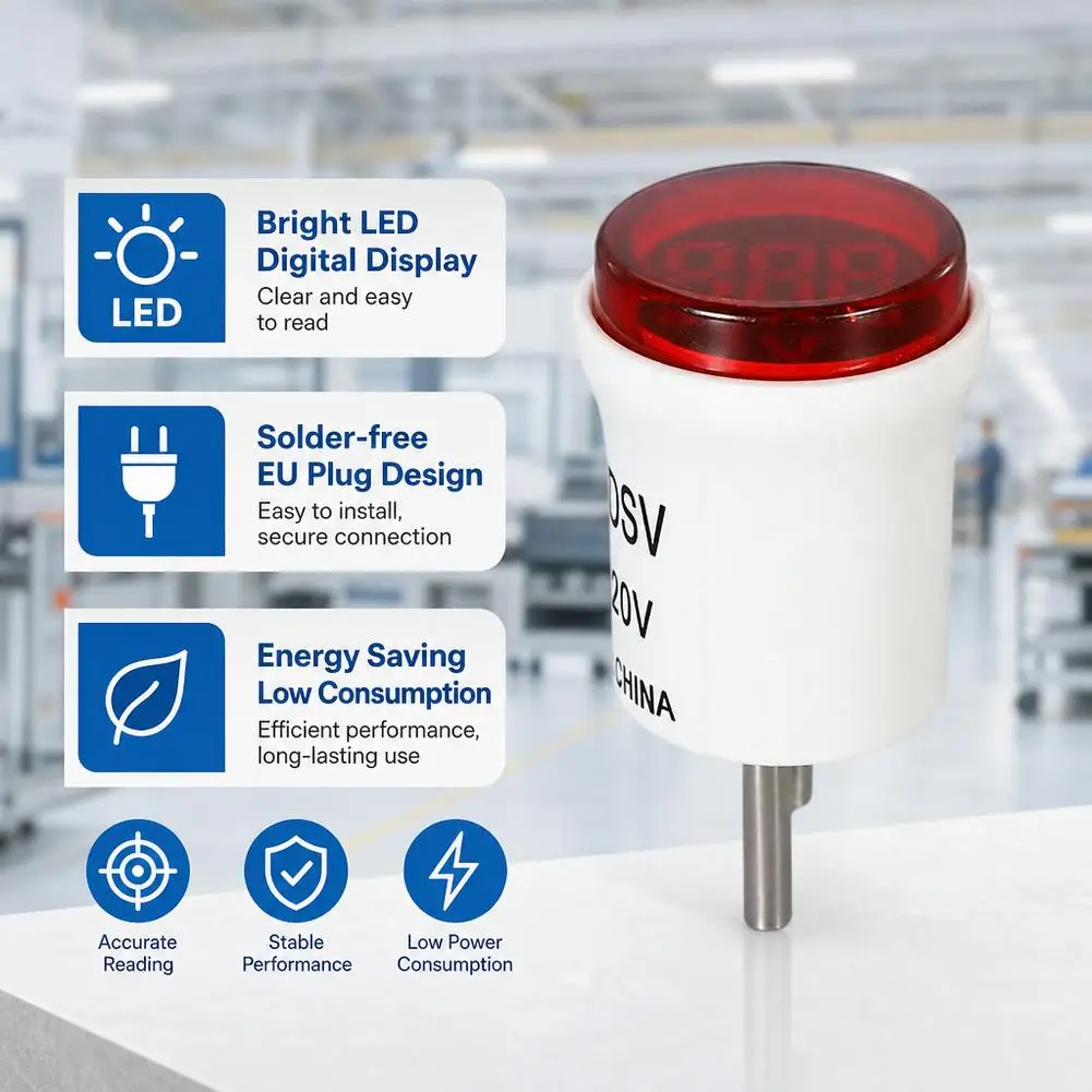 AC50-500V Digital Round LED Display Volt Tester Detector Voltmeter Indicator Light Electrical Instruments Wholesales