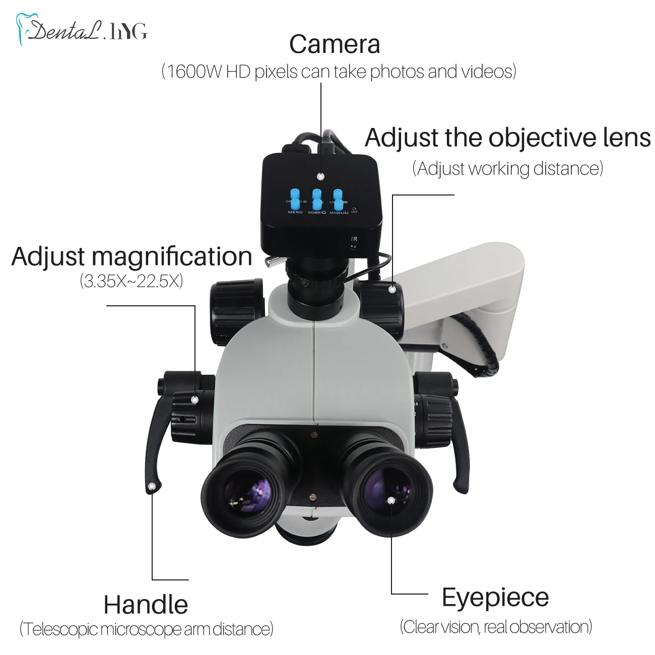 Dental  Equipment Root Canal Microscope With Camera Continuous Zoom With LED Light Clip On Chair Table Dentist