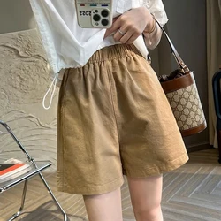 Khaki Cargo Shorts Women Summer Ins Trend New High Waist Loose All Match Shorts Sports Casual A Line Wide Leg Shorts