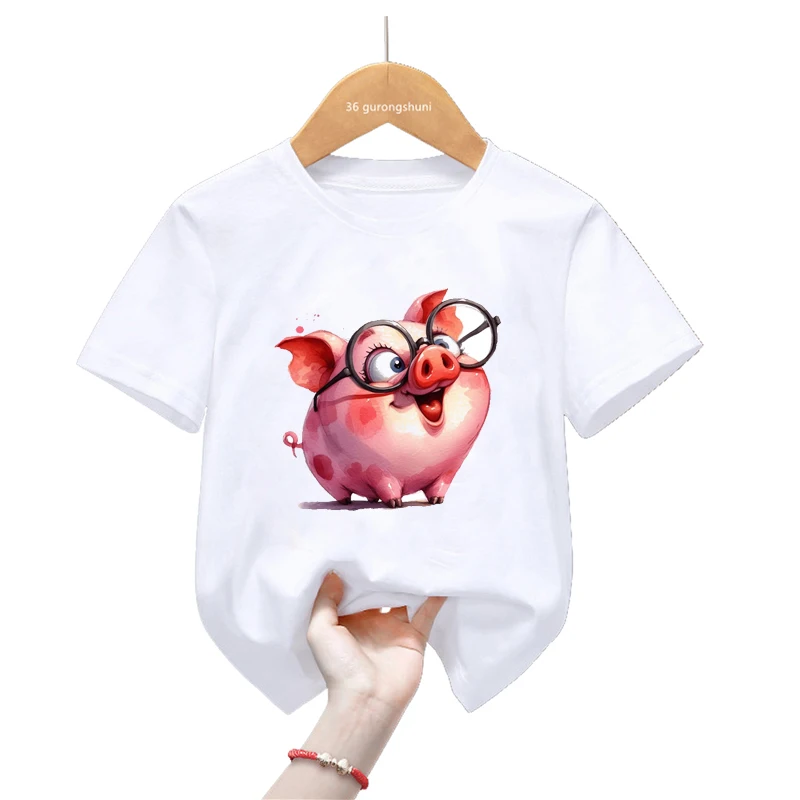 Cute Pig Print T Shirt For Girls/Boys Harajuku Shirt Kawaii Kids Clothes Summer Short Sleeve T-Shirt Children'S Clothing T-Shirt