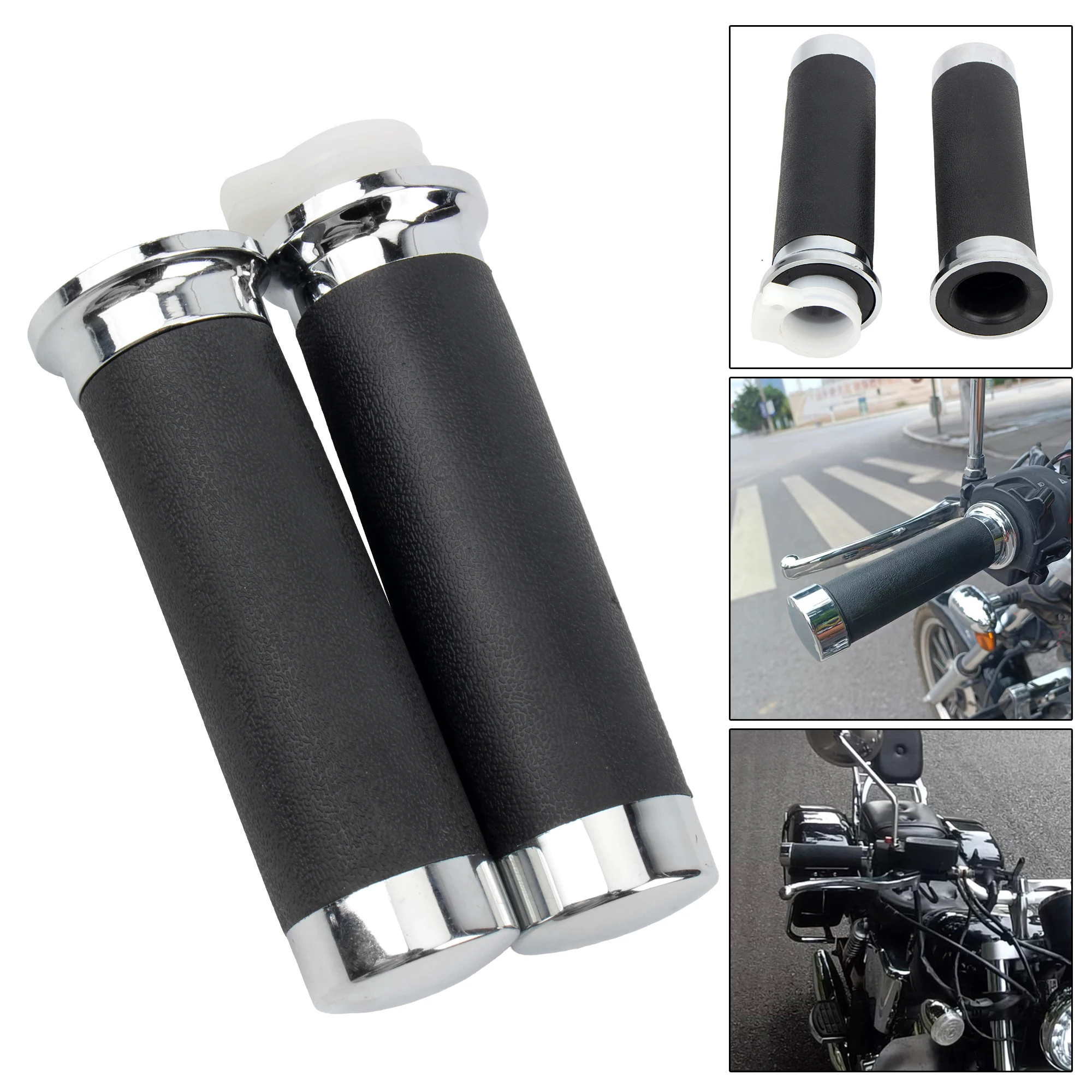 Motorcycle Universal 25mm Handle Grips Rubber Gel Hand Grip For Yamaha V-Star Drag Star XVS400 XVS650 XVS400C XVS1100 XV1600 ﻿ ﻿ - view 6
