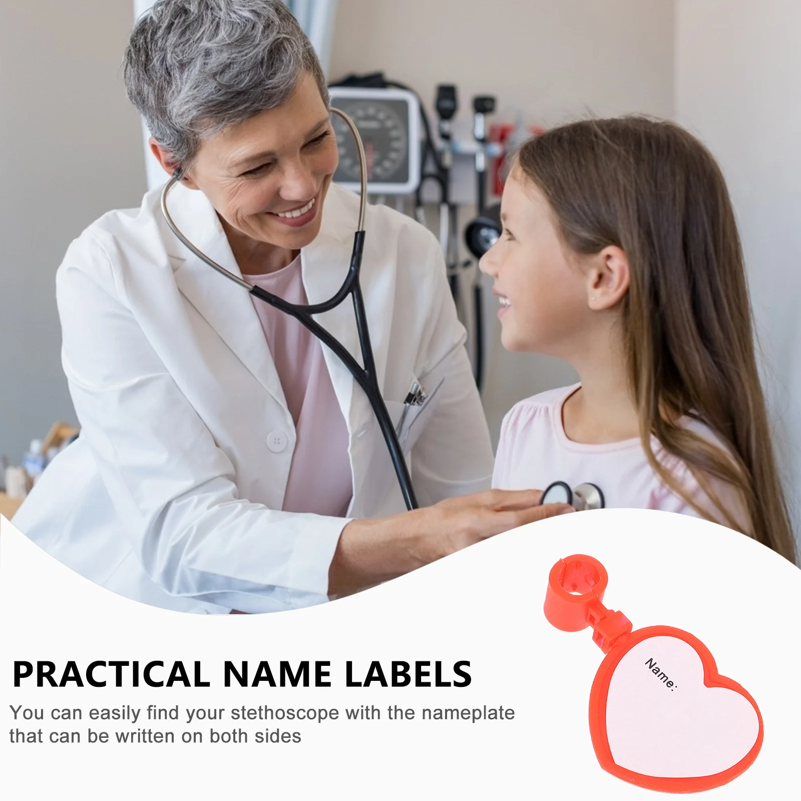 

5Pcs Stethoscope Name Tag Dual-Sided Plastic Identification Clip Detachable Id Plate Medical Supplies Stethoscope Name Tag