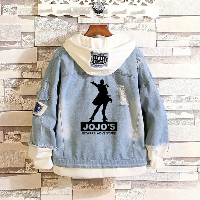 2025 New JoJo Bizarre Adventure Cosplay Hoodie Mens Boys Jacket Long Sweatshirt Harajuku Streetwear Hoodies Jeans Coa