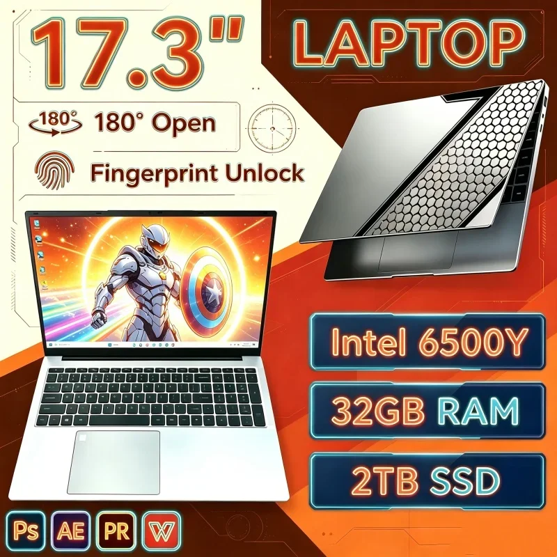 New 17.3" Laptop Intel Core 6500Y 32GB RAM 2TB SSD Fingerprint Recognition Lively Notebook PC