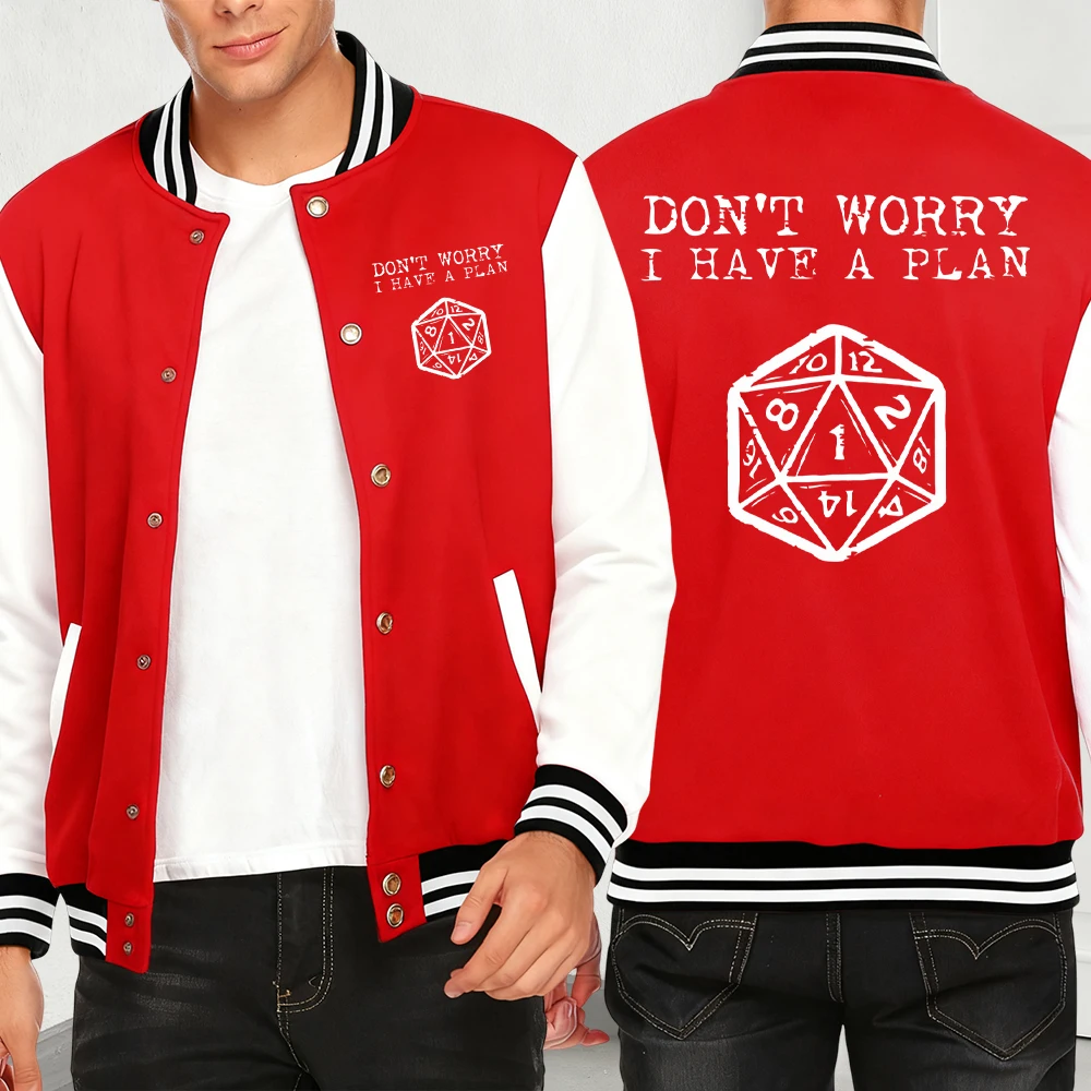 

Don'T Worry I Have A Plan Print Men Hip Hop Streetwear Casual Loose Clothes Fashion Street Jackets Autumn Fleece Baseball Jersey