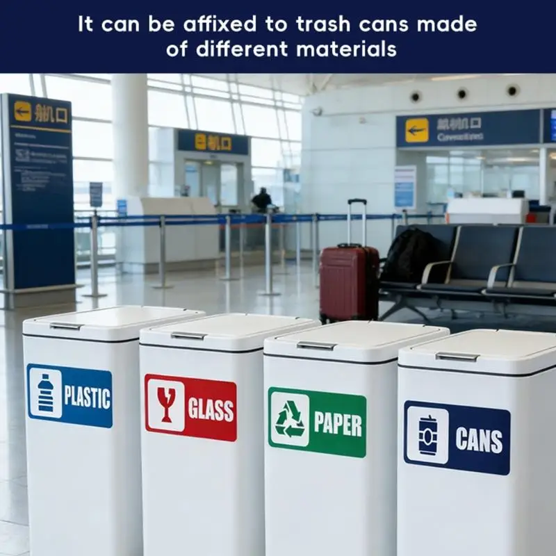 62KD Colorful Public Area Trash Sorting Sticker PVC Decal Waste Sorting Bin Label Set