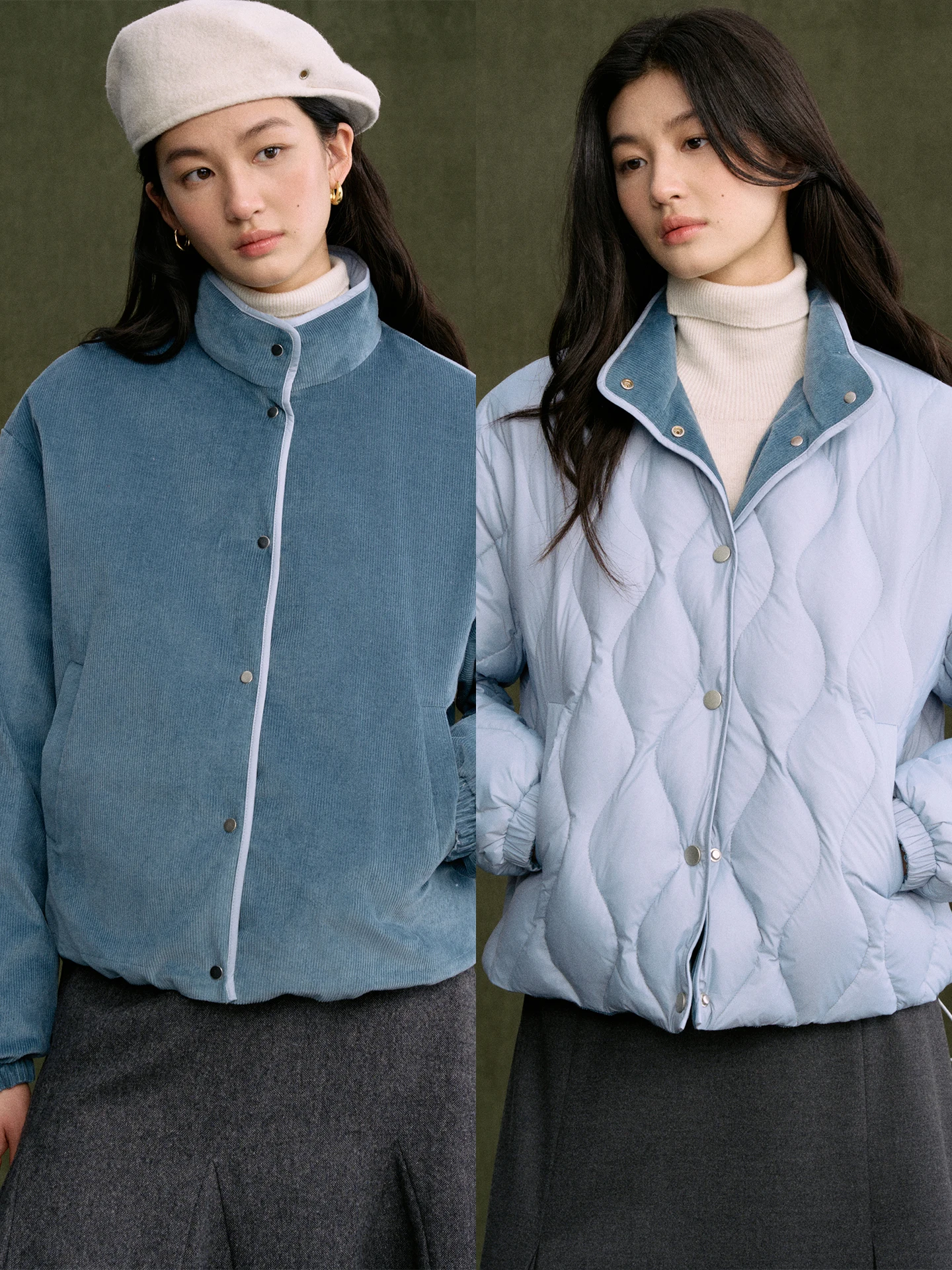 

Утепленная двусторонняя куртка Jicouture из вельвета с наполнителем из белого утиного пуха, женская, в стиле ретро, с длинными рукавами, простой фасон