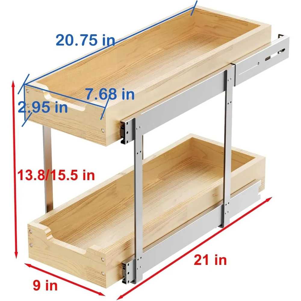 منظم خزانة خشبي قابل للسحب 2 ربطة عنق 9 وات × 21 د، أدراج منزلقة شديدة التحمل لتخزين الخزانات الداخلية وتنظيم كي #2