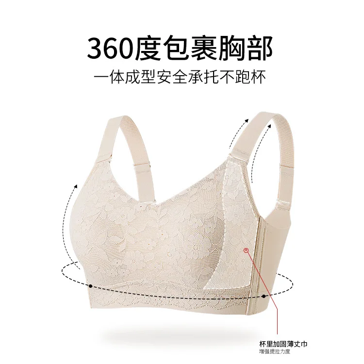 Large Boobs show small lingerie women thin lace comfortable breathable under-breast no steel ring large size full-cup bra