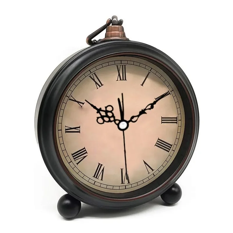 Vintagestyle 5.5 Inch Metal Silent Non-ticking Alarm Clock With Sound-activated Night Light Clock For Bedroom Decorclock For Bed