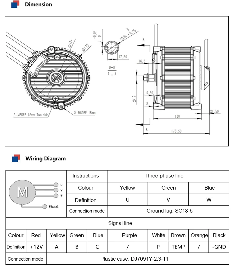 Low Noise Mid-mounted Motor 13kW 72V  5200 RPM Brushless Electric Car Motor Accessories