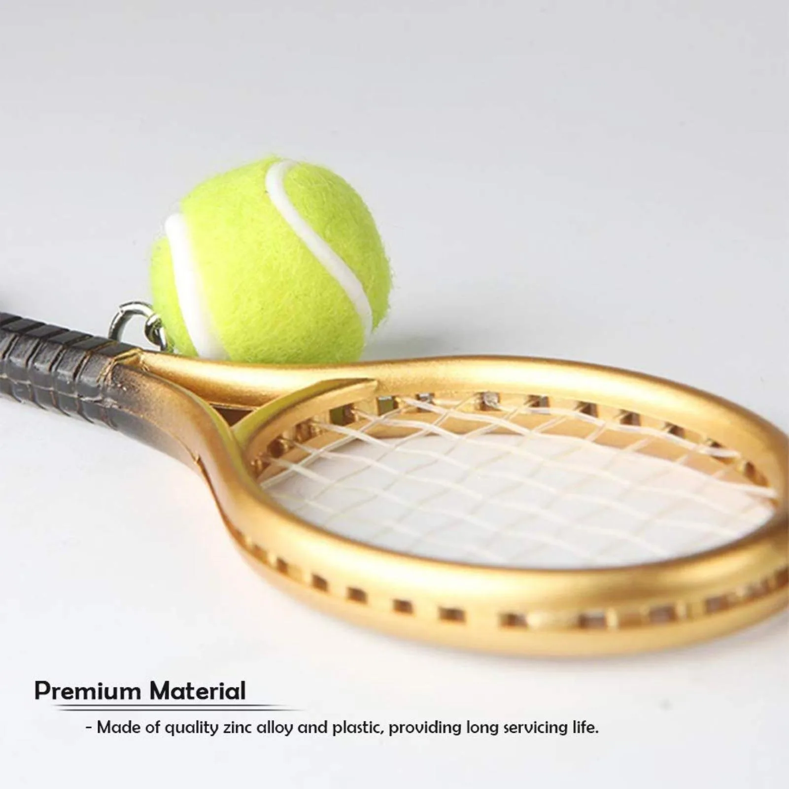 1 PCS Mini Tennis Racket Keychain KeyRing, Fashionable Alloy Tennis Ball Split Ring Key chain for Sport Lovers Team