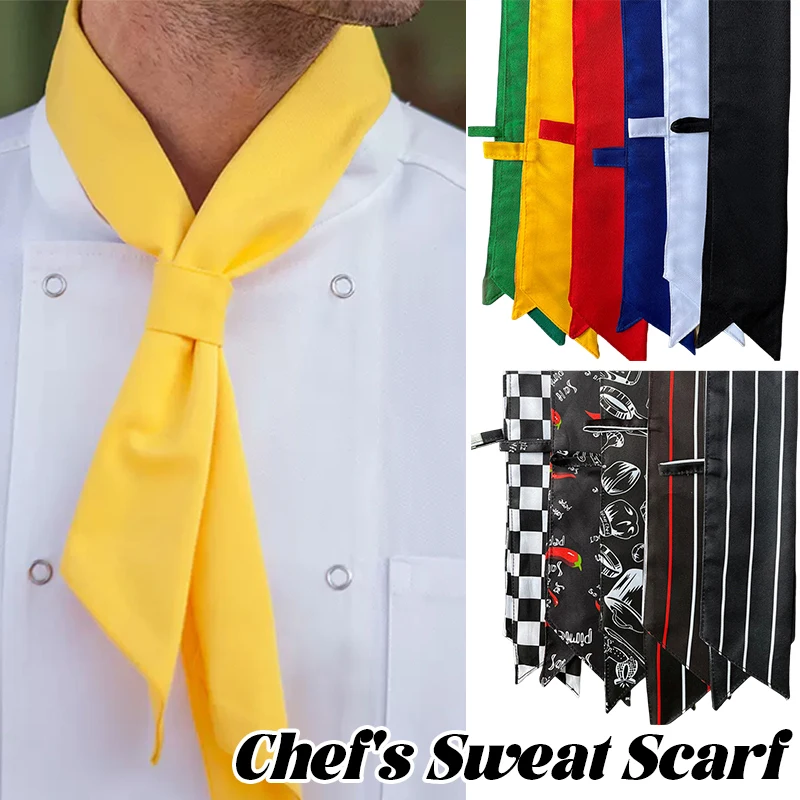 Écharpe de Chef unisexe, serviette de sueur avec boucle élastique, cravate de cou de cuisine en coton pour hommes et femmes, foulard de serveur de Restaurant respirant